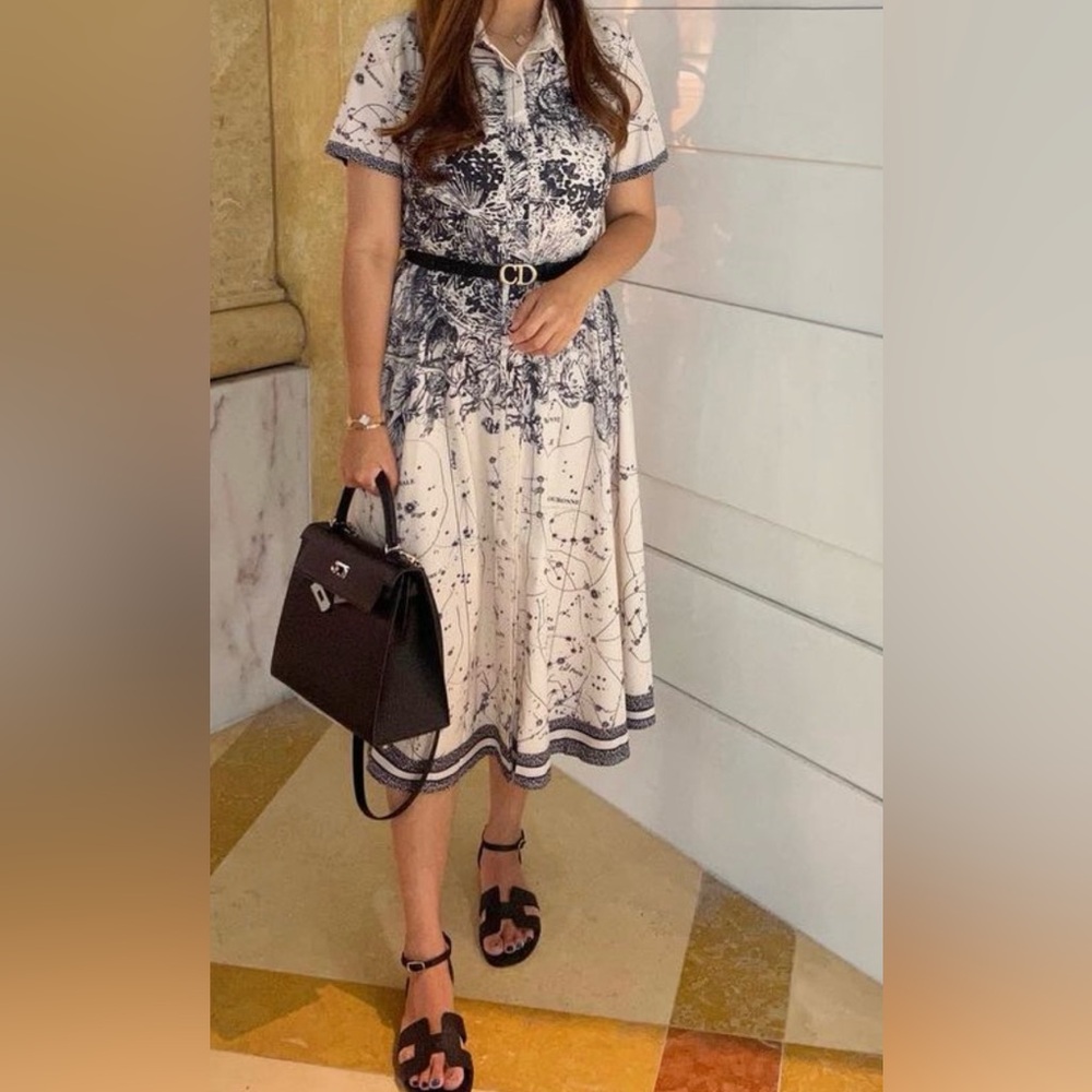 Elegant Black and White Patterned Dress